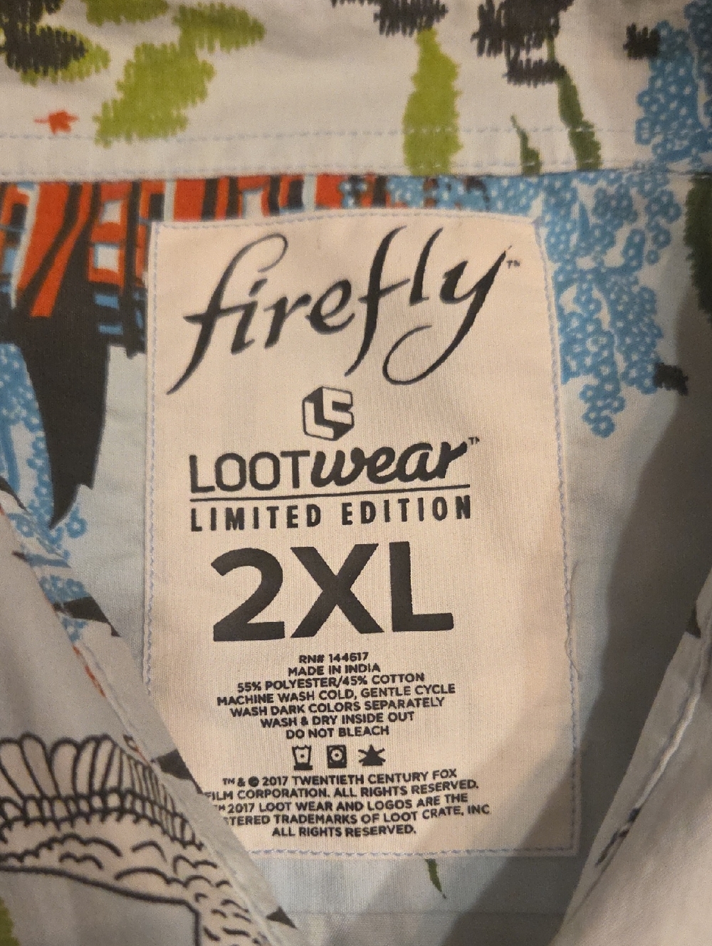 Serenity Firefly Hoban Wash Washburne Hawaiian Dinosaur Leaf Shirt Men’s 2XL - Picture 6 of 6